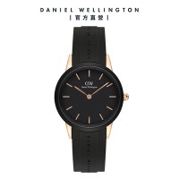 Daniel Wellington DW 手錶 Iconic Motion 32mm躍動黑膠腕錶 玫瑰金框 DW00100426