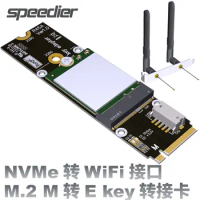 ADT M.2 NVMe M Key to WiFi A/E Key Adapter Board INTEL AX210 Wireless Network Riser Card PCIe 4.0 x 2 (WiFi) USB 2.0(Bluetooth)