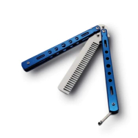 CSGO Butterfly Comb Stainless Steel Practice Butterfly Knife Practice Hair Comb Beauty Barber Tool Outdoor Camping Folding Comb