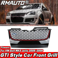 For Volkswagen VW Golf MK5 Jetta GTI 2006-2009 GTI Red Strip Racing Grill Honeycomb Car Front Bumper Grille Car Accessories