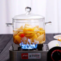 Ins Style Transparent Glass Soup Pot High Temperature Resistant Open Fire Stew Pot Single Instant Noodle Pot