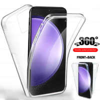 360° Full Body Double case for Samsung Galaxy S23 FE 5G Transparent soft TPU Silicone cover Samsun S23FE S 23FE 6.4inch shell