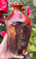 1號 整木大紅酸枝紅木花瓶 天然帶樹皮風化料酸枝木花瓶
