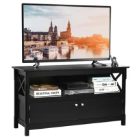 Modern Free Standing TV Cabinet Wooden Console TV, Media Entertainment Center White/Black/Grey/Brown