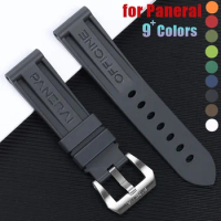 24mm Silicone Strap for Panerai PAM Strap Rubber Bracelet Stainless Steel Pin Buckle Men Women Sport Replacement Watch Band