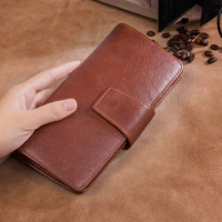 Men's Wallet Card Holder Leather Men's Wallet Long Style Fashion Casual Men's Wallet Zipper Card Case