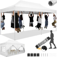 10x20 Pop Up Canopy Tent Heavy Duty with 6 Sidewalls Commercial Outdoor Canopy Tents for Parties Event Wedding All Season Wind