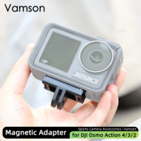Vamson Magnetic Quick Release Base for DJI OSMO Action 4 3 2 Extension Bracket Tripod Adapter for DJI OSMO Action 4 Accessories