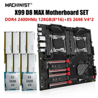 Machinist D8 MAX X99 Motherboard Set Kit LGA2011-3 Xeon E5 2698 V4 dual CPU processor With DDR4 8*16GB ECC RAM memory 8-slot
