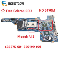 NOKOTION DA0R13MB6E0 For HP Pavilion G4 G6 G7 Laptop Motherboard R13 HM65 DDR3 HD6470 GPU 1GB 650199-001 636375-001 MAIN BOARD