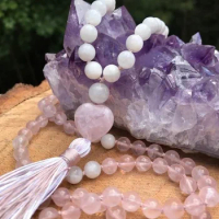 Moonstone &amp; Rose Quartz Mara Necklace | 108 beads | Divine love | Female goddess