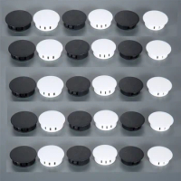 50pcs 28mm/30mm/32mm Hole Plugs Black/White Nylon Snap-on Dust Cover Tube Flat Cap Plugging Pipe Furniture Screw Holes Reserved