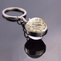 "So Many Books, So Little Time" Inspirational Quote Jewelry Glass Ball Keyring Pendant Jewelery &amp; Watches Christmas Gift