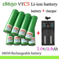 New original 18650 VTC5 3.6V 2600mAh battery For Us 18650 30A toys tools flashlight battery+USB Charger