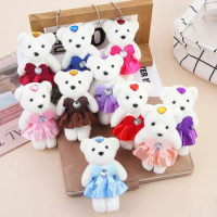 10Pcs 12CM Mini Small Teddy Bear Plush Doll Cute Cartoon Bouquet Bear Hard Foam Plush Animal Doll Toy Decoration Kid Toys