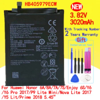 NEW HB405979ECW 3020mAh Battery For Huawei Honor 6A/8A/7A/7S/Enjoy 6S/Y6/Y6Pro 2017/P9 Lite Mini/Nova Lite2017/Y5 Lit/Prime 2018