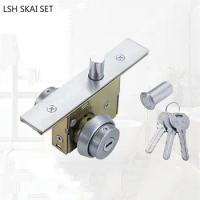 Stainless Steel Frame Door Lock Invisible Ground Locks with Key Double-sided Lock Glass Door Single Tongue Lockset Home Hardware