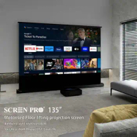 135 Inch ALR Projector Screen Motorized Floor Self-Rising 16:9 Projection Screen for 4K Ultra Short Throw Laser Projector