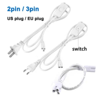 T5 T8 Light Tube Power supply Charging Extension Wire 2pin 3pin Hole Connector Cord EU US Plug ON/OFF Switch Cable