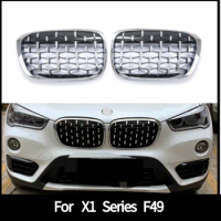 Front grill for Bmw X1 Series F49 2016-2019 ABS Diamond Grille front bumper Starry grille 1 pair car styling