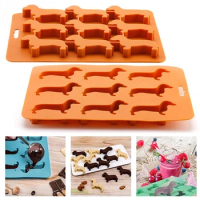 3D Dachshund Dog Shaped Silicone Ice Cube Mold Tray for Drink Ice Maker Candy Chocolate Cupcake Cake Decoration Kitchen Tool