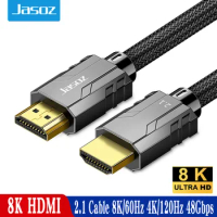 Jasoz HDMI Cable for Xiaomi Mi Box HDMI 2.1 Cable 8K/60Hz 4K/120Hz 48Gbps HDR10+ Digital Cable for PS5 HDMI Splitter Cable HD 2m
