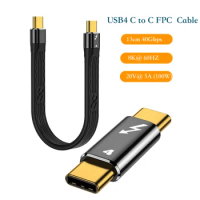 Type C to C 40Gbps Fast USB C for Macbook Pro Quick Charge Data Cable FPC Soft 8K 60Hz PD 100W Thunderbolt 4 Short Cable