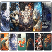 Silicone Case For Samsung Galaxy S21 S20 Note 20 10 Plus Ultra FE Lite Fashion Cute Cat Tiger Snake Wolf Cartoon Painting Cover