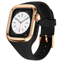 unique design silicone strap for apple watch band 40mm 41mm 38mm with protect case for iwatch series 8 7 6 5 4 cover Accessories