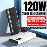 120W Power Bank 50000mAh High Capacity Super Fast Charging Portable Powerbank Charger For iPhone Huawei Samsung External Battery