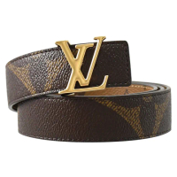 【Louis Vuitton 路易威登】LV M0149V LV Iconic 金屬LOGO飾扣經典花紋雙面皮帶(85CM 現貨)