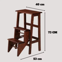 Full Solid Wooden Step Chair / Foldable Step Stool / Rubber Wood Step Ladder / Ladder Stool / Kerusi