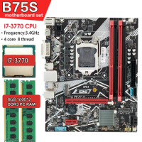 SZMZ B75 Gaming PC Motherboard LGA 1155 CPU Intel core i7 3770 ram ddr3 16GB(8G*2) 1600mhz Desktop processor and memory kit