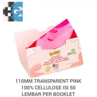 Honeypuff transparent pink 110MM king size - 100% cellulose warna Pink bening
