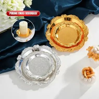 ONE-C1429 Piring Buah Kue Stainless / Piring Sultan Plate Tatakan Alas Gelas Piring Dekorasi Stainle