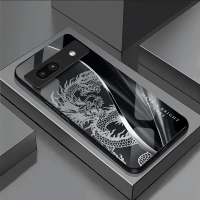 For Google Pixel 7A Tempered Glass Phone Case - Dragon Pattern, Explosion & Shock Proof, Luxury Desi