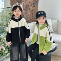 Children's Autumn Winter Patchwork Jacket Thickened Warm Zipper Boys and Girls Jacket Fleece Lined T