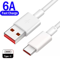 6A USB Type C Cable for Huawei Mate 40 P40Pro Supercharge 66W Fast Charging USB-C Charger Data Cable for Huawei Xiaomi Realme