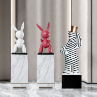 樣板間雕塑兔子擺件售樓部酒店輕奢落地電鍍網紅Kaws公仔藝術品