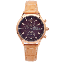 SEIKO 優雅時尚的計時手錶(SNDX04P1)-咖啡色面/36mm