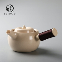 蘇打釉陶壺白泥手工陶瓷側把泡茶壺煮茶器小型黑茶電陶爐功夫茶具