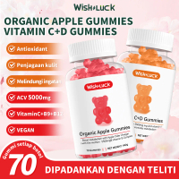 WishLuck Cuka Epal + Vitamin C Gummies 5000mg Setiap Hidangan Vitamin B9 B12 Makanan Tambahan 60 Gum