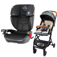 【YIP baby】CAPACITY卡帕瑟緹 3-12歲 成長型汽車安全座椅/汽座+輕便型嬰兒手推車(PG07+C6)