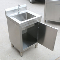 陽臺洗衣池洗手擋水板平臺臺麵單槽整體不銹鋼水池槽櫃帶支架商用