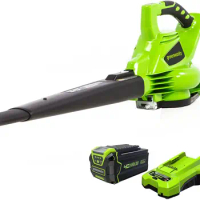 Greenworks 40V (185 MPH / 340 CFM / 75+ Compatible Tools) Cordless Brushless Leaf Blower / Vacuum,