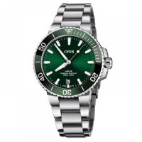 Oris 豪利時 Aquis 時間之海潛水300米日期機械錶-綠水鬼x銀/39mm 0173377324157-0782105PEB