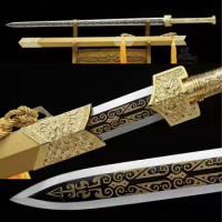 Handmade Handmade Chinese Kung Fu Sword Sharp High Manganese Steel Blade Han Dynasty Jian Full Tang