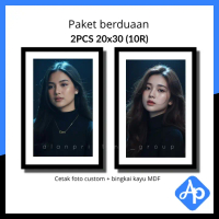 CETAK FOTO CUSTOM 2PCS 10R 20X30 PLUS BINGKAI KAYU MDF FOTO KELUARGA WEDDING KADO HADIAH WISUDA