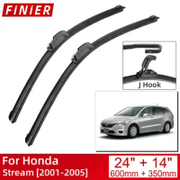 For Honda Stream 2001-2005 24"+14" Car Accessories Front Windscreen Wiper Blade Brushes Wipers U Type J Hooks 2005 2004 2003