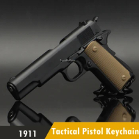 1911 Model Key Rings Tactical Hunting Pistol Shape Keychain Mini Portable Decorations Detachable Keyring for Hiking Shooting Cs